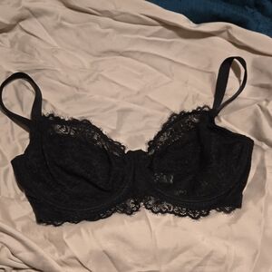 Black Lace Underwire Bra with Sheer Lace Trim